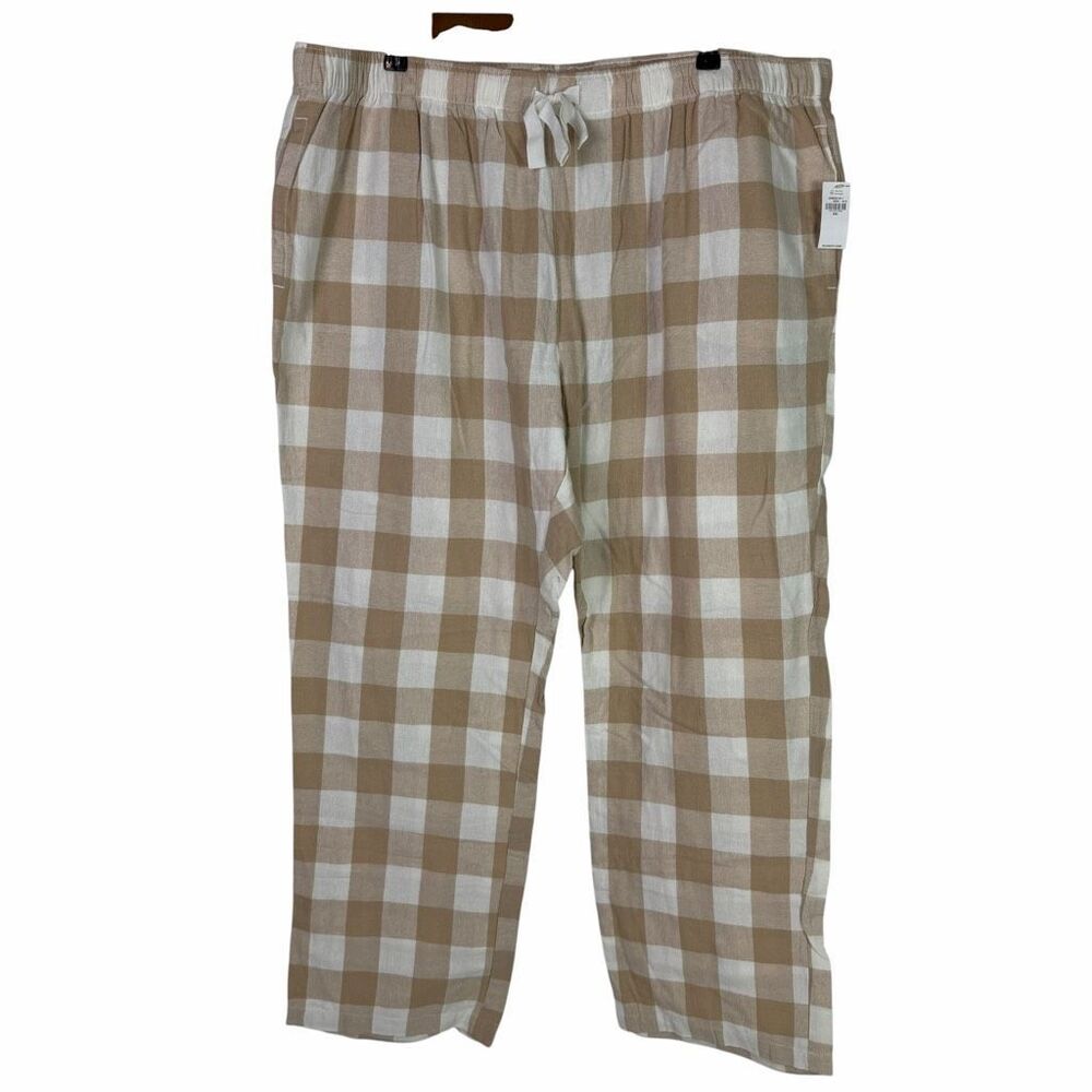 Old Navy XXL Cream & Tan Plaid Flannel PJ Pants
